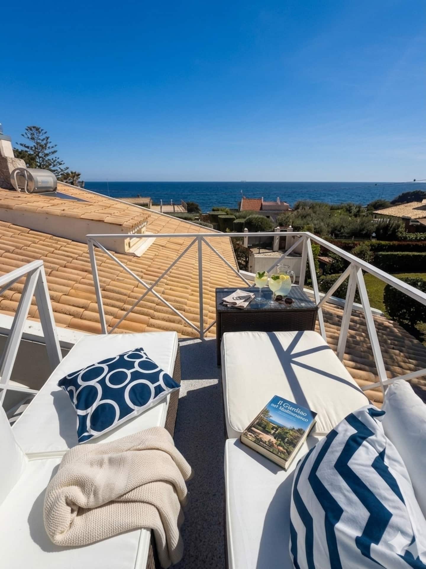 Terrazza panoramica al tramonto sul mare di Fontane Bianche
